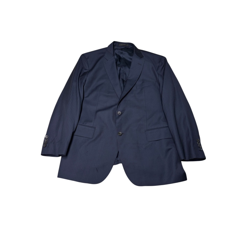 HUGO BOSS x Lanficio Navy Pinstripe Wool Blend Blazer Mens 46R Made in Turkey